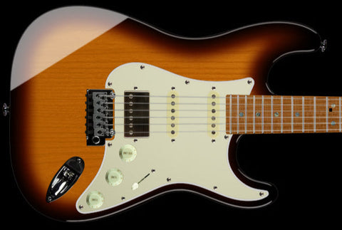 Suhr Select Classic S HSS Guitar, Roasted Neck, Maple, 3 Tone Burst, Aged Green - Humbucker Music