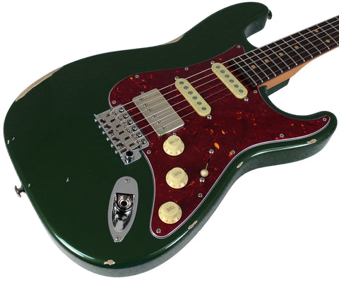 Suhr Select Classic S Antique HSS Guitar, Roasted Neck, Dark Forest Green, Tortoise Shell - Humbucker Music