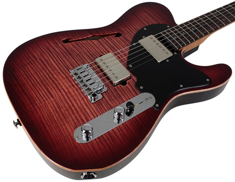 Suhr Select Alt T Guitar, Faded Trans Wine Red Burst, Black PG - Humbucker Music