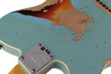 Fender Custom Shop Limited Reverse '60 Tele Custom, Heavy Relic, Aged Daphne Blue Over 3-Color Sunburst - Humbucker Music