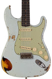 Fender Custom Shop '61 Strat, Heavy Relic, Super Faded Aged Sonic Blue over 3-Color Burst - Humbucker Music