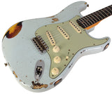 Fender Custom Shop '61 Strat, Heavy Relic, Super Faded Aged Sonic Blue over 3-Color Burst - Humbucker Music