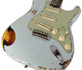 Fender Custom Shop '61 Strat, Heavy Relic, Super Faded Aged Sonic Blue over 3-Color Burst - Humbucker Music