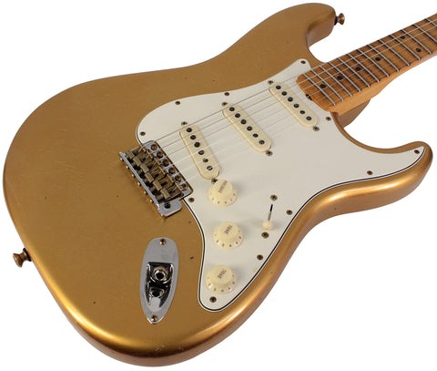 Fender Custom Shop Postmodern Strat Maple, Journeyman Relic, Aged Aztec Gold - Humbucker Music
