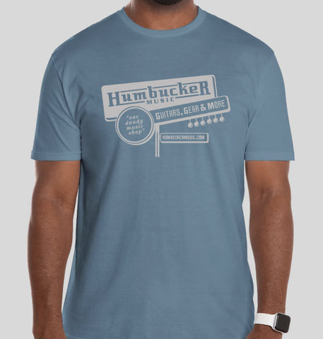Humbucker Music Vintage Retro Guitar Store T-Shirt, Indigo Blue - Humbucker Music