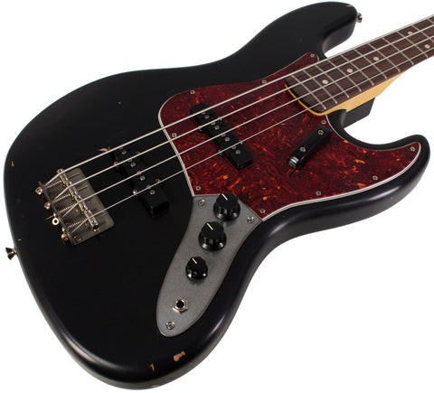 Nash JB63 Bass Guitar, Black, Tortoise Shell, Light Aging - Humbucker Music