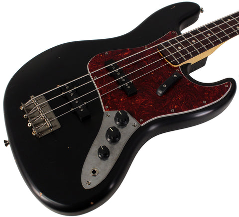 Nash JB63 Bass Guitar, Black, Tortoise Shell, Light Aging
