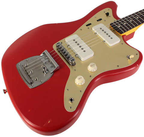 Nash JM63 Jazzmaster Guitar, Dakota Red, Gold Pickguard, Light Aging - Humbucker Music