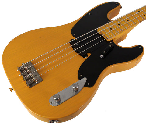 Nash PB52 Bass Guitar, Butterscotch Blonde, Light Aging - Humbucker Music