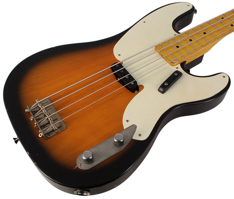 Nash PB52 Bass Guitar, Two Tone Burst, Light Aging - Humbucker Music