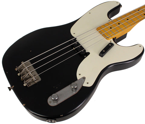 Nash PB55 Bass Guitar, Ash, Black, Light Aging