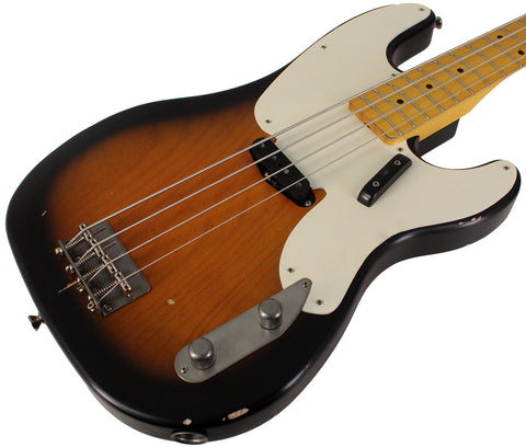 Nash PB55 Bass Guitar, 2-Tone Sunburst, Light Aging
