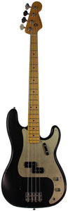 Nash PB57 Bass Guitar, Black, Gold Anodized PG, Light Aging