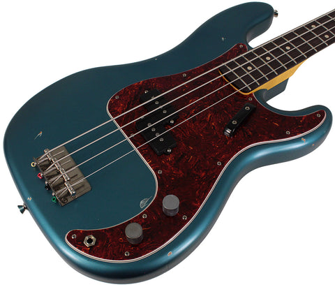 Nash PB63 Bass Guitar, Ocean Turquoise Metallic, Light Aging - Humbucker Music