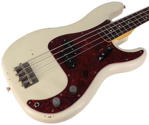 Nash PB63 Bass Guitar, Olympic White, Light Aging - Humbucker Music