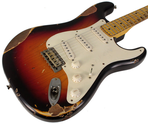 Nash S57 Guitar, 3-Tone Sunburst, Heavy Aging