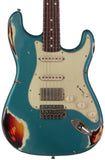 Nash S63 Guitar, HSS, Ocean Turquoise over 3 Tone Sunburst, Heavy Relic