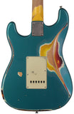 Nash S63 Guitar, HSS, Ocean Turquoise over 3 Tone Sunburst, Heavy Relic