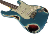 Nash S63 Guitar, Ocean Turquoise over 3 Tone Sunburst, Heavy Aging