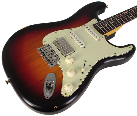 Nash S63 Guitar, 3 Tone Sunburst, HSS, Light Aging