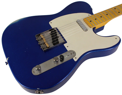 Nash T57 Guitar, Blue Sparkle, Matching Headstock, Medium Aging - Humbucker Music