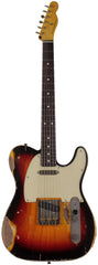 Nash T63 Guitar, 3 Tone Sunburst, Heavy Aging