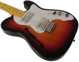 Nash T72TL Thinline Guitar, 3 Tone Sunburst, Light Aging
