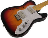 Nash T72TL Thinline Guitar, 3 Tone Sunburst, Light Aging