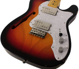 Nash T72TL Thinline Guitar, 3 Tone Sunburst, Light Aging