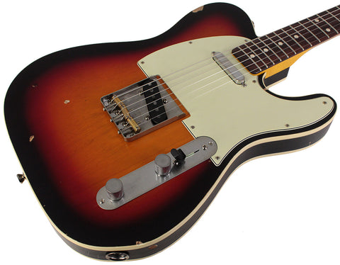 Nash T63DB Guitar, Double Bound, 3-Tone Sunburst, Light Aging - Humbucker Music