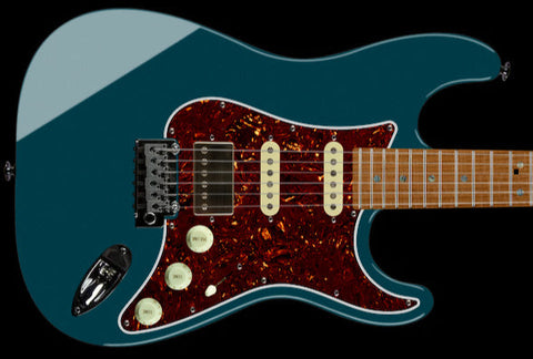 Suhr Select Classic S HSS Guitar, Roasted Neck, Maple, Ocean Turquoise Metallic, Tortoise Shell - Humbucker Music