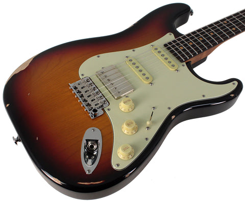 Suhr Select Classic S Antique HSS Guitar, Roasted Neck, 3-Tone Sunburst - Humbucker Music