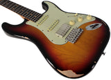 Suhr Select Classic S Antique HSS Guitar, Roasted Neck, 3-Tone Sunburst - Humbucker Music
