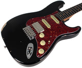 Suhr Select Classic S Antique HSS Guitar, Roasted Neck, Black, Tortoise Shell - Humbucker Music