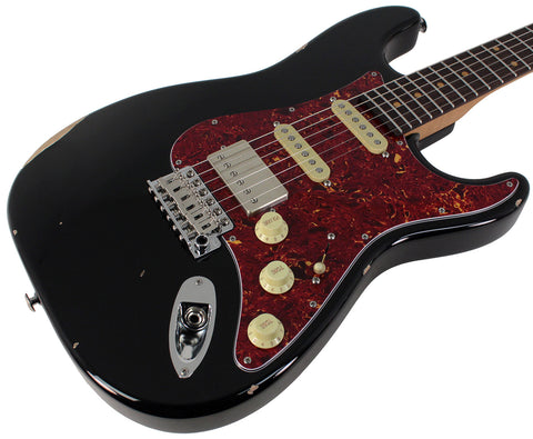Suhr Select Classic S Antique HSS Guitar, Roasted Neck, Black, Tortoise Shell - Humbucker Music
