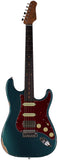 Suhr Select Classic S Antique HSS Guitar, Roasted Neck, Ocean Turquoise Metallic, Tortoise Shell - Humbucker Music