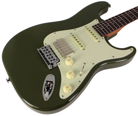 Suhr Select Classic S Antique HSS Guitar, Roasted Neck, Forest Green - Humbucker Music
