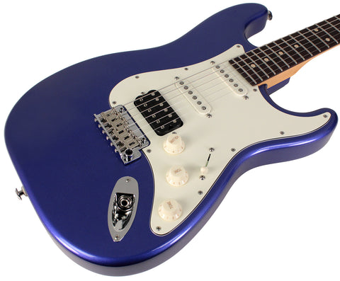 Suhr Classic S HSS Guitar, Indigo Metallic, Rosewood - Humbucker Music