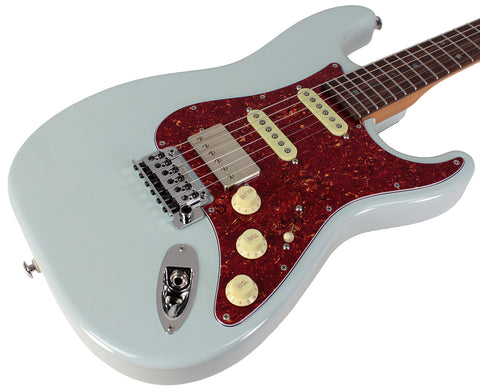 Suhr Select Classic S HSS Guitar, Roasted Neck, Sonic Blue, Tortoise Shell - Humbucker Music