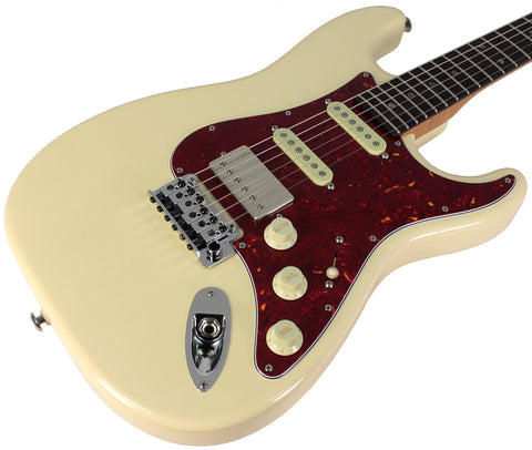 Suhr Select Classic S HSS Guitar, Roasted Neck, Vintage White, Tortoise Shell - Humbucker Music