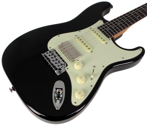 Suhr Select Classic S HSS Guitar, Roasted Neck, Black, Aged Green - Humbucker Music
