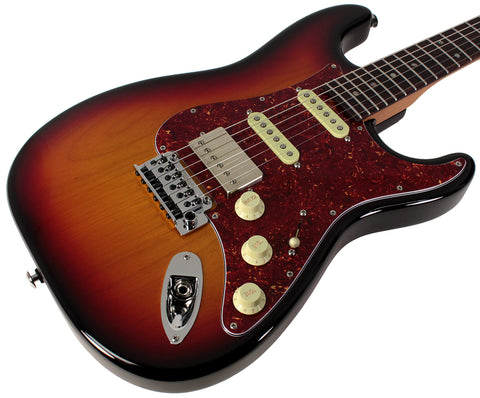 Suhr Select Classic S HSS Guitar, Roasted Neck, 3-Tone Burst, Tortoise Shell - Humbucker Music