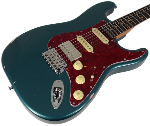 Suhr Select Classic S Antique HSS Guitar, Roasted Neck, Ocean Turquoise Metallic, Tortoise Shell - Humbucker Music