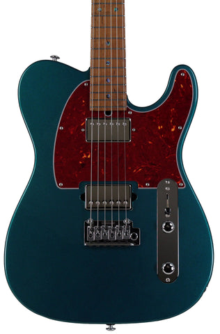 Suhr Select Classic T HH Guitar, Roasted Flamed Neck, Ocean Turquoise Metallic - Humbucker Music