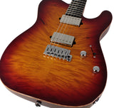 Suhr Select Modern T Mahogany Guitar, Burl, Aged Cherry Burst - Humbucker Music