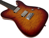 Suhr Select Modern T Mahogany Guitar, Burl, Aged Cherry Burst - Humbucker Music
