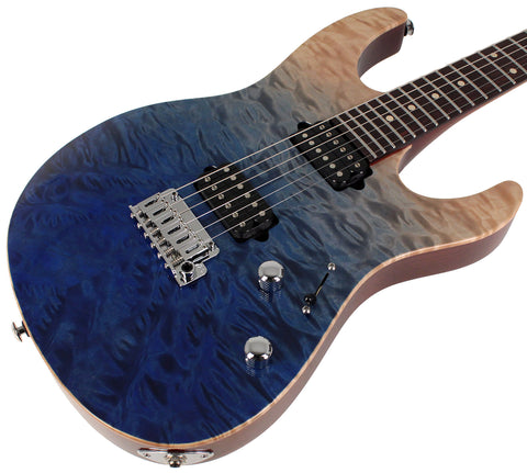 Suhr Modern Set Neck Limited Guitar, Premium Quilt Maple, Blue Fade - Humbucker Music