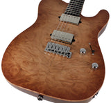 Suhr Select Modern T Mahogany Guitar, Burl, Natural Burst - Humbucker Music