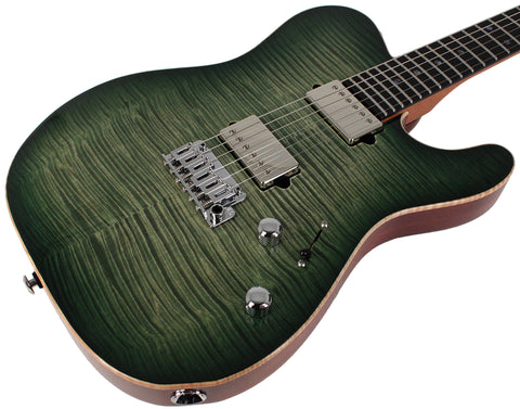 Suhr Select Modern T Mahogany Guitar, Faded Trans Green Burst - Humbucker Music