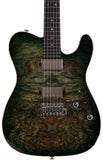 Suhr Select Modern T Mahogany Guitar, Burl, Faded Trans Green Burst - Humbucker Music